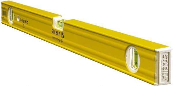 Stabila - 24" Long 3 Vial Box Beam Level - Aluminum, Yellow, 2 Plumb & 1 Level Vials - Strong Tooling