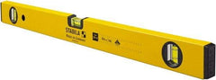 Stabila - 24" Long 3 Vial Box Beam Level - Aluminum, Yellow, 2 Plumb & 1 Level Vials - Strong Tooling