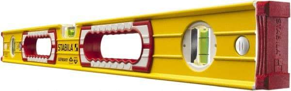 Stabila - 24" Long 3 Vial Box Beam Level - Aluminum, Yellow, 2 Plumb & 1 Level Vials - Strong Tooling