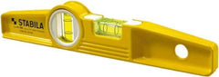 Stabila - 10" Long 2 Vial Torpedo Level - Die Cast, Yellow, 1 Plumb & 1 Level Vial - Strong Tooling