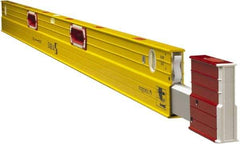 Stabila - Magnetic 72 to 120" Long 3 Vial Expandable Level - Aluminum, Yellow, 2 Plumb & 1 Level Vials - Strong Tooling