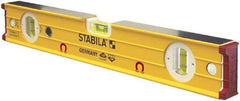 Stabila - Magnetic 16" Long 3 Vial Box Beam Level - Aluminum, Yellow, 2 Plumb & 1 Level Vials - Strong Tooling