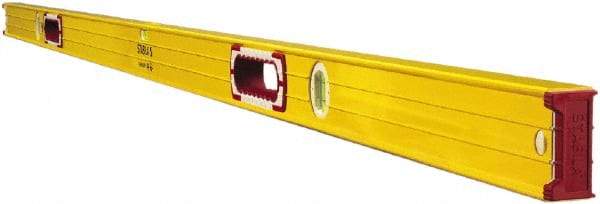 Stabila - 59" Long 3 Vial Box Beam Level - Aluminum, Yellow, 2 Plumb & 1 Level Vials - Strong Tooling