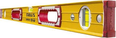 Stabila - 48" Long 3 Vial Box Beam Level - Aluminum, Yellow, 2 Plumb & 1 Level Vials - Strong Tooling