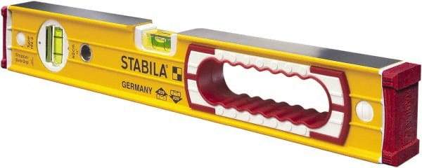 Stabila - 16" Long 2 Vial Box Beam Level - Aluminum, Yellow, 1 Plumb & 1 Level Vial - Strong Tooling