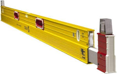 Stabila - 72 to 120" Long 3 Vial Expandable Level - Aluminum, Yellow, 2 Plumb & 1 Level Vials - Strong Tooling