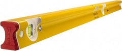 Stabila - 48" Long 3 Vial R-Beam Level - Aluminum, Yellow, 2 Plumb & 1 Level Vials - Strong Tooling