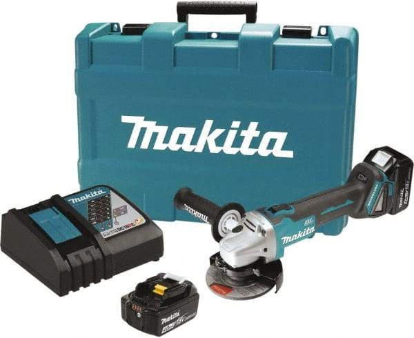 Makita - 4-1/2" Wheel Diam, 8,500 RPM, Cordless Cutoff & Cutoff-Grinder Tool - Straight Handle, Battery Included - Strong Tooling