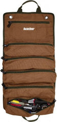 Bucket Boss - 6 Pocket Brown & Green Canvas Tool Roll - 4-1/2" Wide x 4-1/2" Deep x 26" High - Strong Tooling