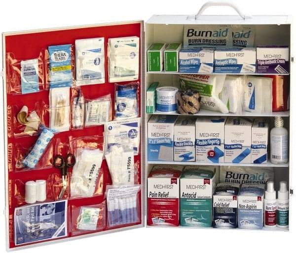 Medique - 1,145 Piece, 200 Person, Industrial First Aid Kit - 15" Wide x 5-1/2" Deep x 22" High, Metal Cabinet - Strong Tooling