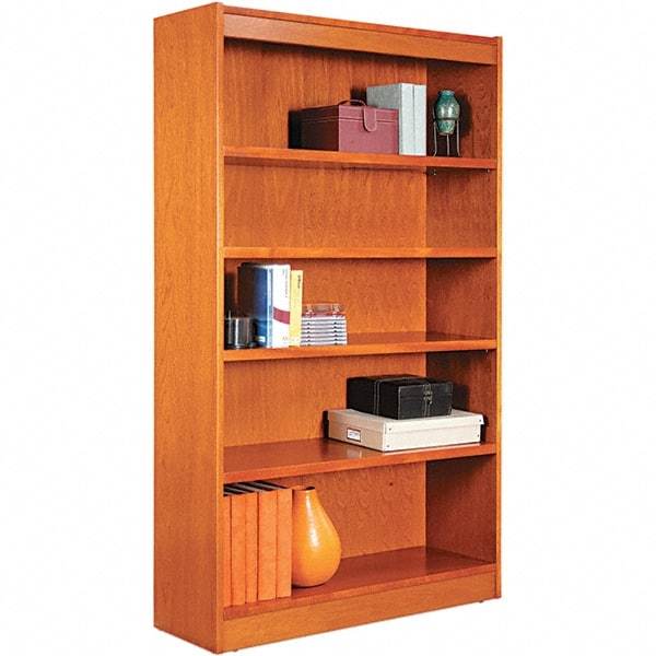 ALERA - 5 Shelf, 60" High x 35.63" Wide Bookcase - 11-3/4" Deep, Wood Veneer, Medium Cherry - Strong Tooling