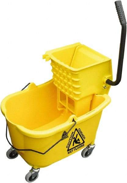 O-Cedar - 33 Qt Plastic Bucket & Wringer - 34" Long x 22" High x 15" Wide, Yellow - Strong Tooling