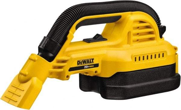 DeWALT - 0.5 Gal Plastic Tank, Battery Powered Wet/Dry Vacuum - 0.33 Peak hp, 20 Volt, 1-1/4" Hose Fitting, Cordless, HEPA Filter - Strong Tooling