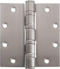 Stanley - 5" Long x 4-1/2" Wide Carbon Alloy Steel Full Mortise Hinge - Bright Brass Plated Finish, 5 Knuckles, 8 Holes - Strong Tooling