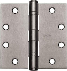 Stanley - 4" Long x 4" Wide Carbon Alloy Steel Full Mortise Hinge - Satin Chrome Plated Finish, 5 Knuckles, 8 Holes - Strong Tooling