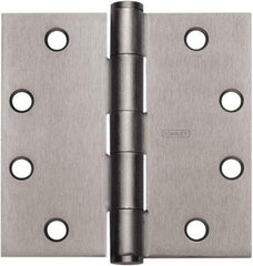 Stanley - 4-1/2" Long x 4" Wide Carbon Alloy Steel Full Mortise Hinge - Prime Coat Gray Finish, 5 Knuckles, 8 Holes - Strong Tooling