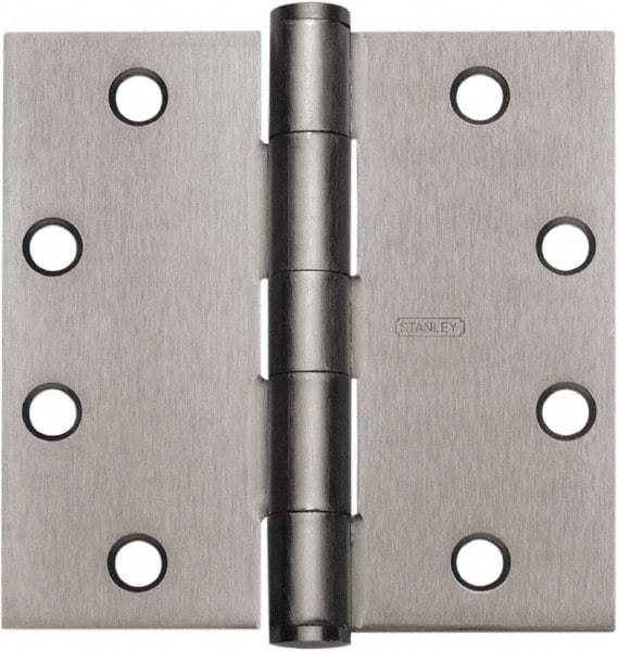 Stanley - 5" Long x 4-1/2" Wide 304 Stainless Steel Full Mortise Hinge - Satin Stainless Steel Finish, 5 Knuckles, 8 Holes - Strong Tooling