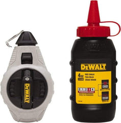 DeWALT - 100' Long Reel & Chalk Set - Silver & Black, Includes 4 oz Red Chalk - Strong Tooling