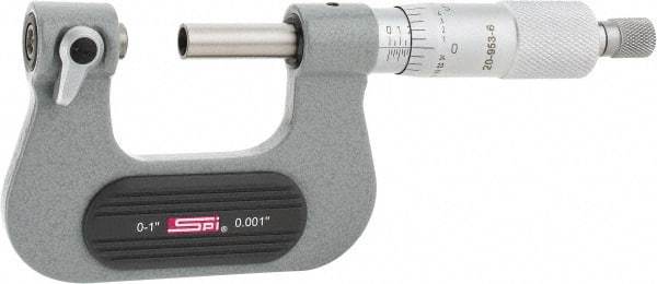 SPI - 0 to 1" Range, Mechanical Screw Thread Micrometer - Ratchet Stop Thimble, 0.001" Graduation, +/- 0.0002" Accuracy - Strong Tooling