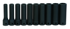 10 Piece - 1/2" Drive - 6 Point - Deep Impact Socket Set on Clip Rail Metric - Strong Tooling