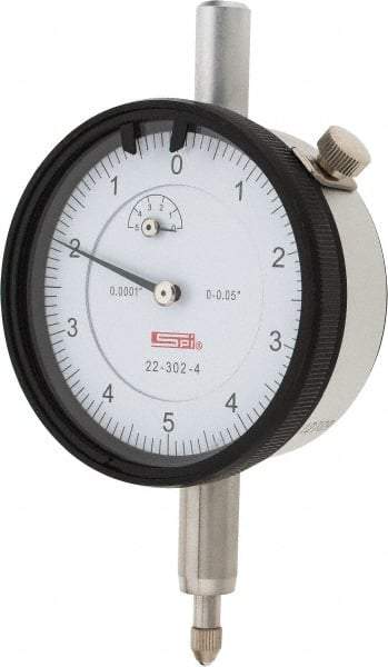 SPI - 0.05" Range, 0-5-0 Dial Reading, 0.0001" Graduation Dial Drop Indicator - 2.2" Dial, 0.01" Range per Revolution, 0.0007" Accuracy, Revolution Counter, Includes NIST Traceability Certification - Strong Tooling