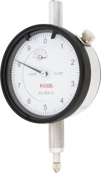 SPI - 0.05" Range, 0-10 Dial Reading, 0.0001" Graduation Dial Drop Indicator - 2.2" Dial, 0.01" Range per Revolution, 0.0007" Accuracy, Revolution Counter, Includes NIST Traceability Certification - Strong Tooling