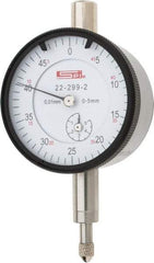 SPI - 5mm Range, 0-50 Dial Reading, 0.01mm Graduation Dial Drop Indicator - 42mm Dial, 0.5mm Range per Revolution, 0.016mm Accuracy, Includes NIST Traceability Certification - Strong Tooling