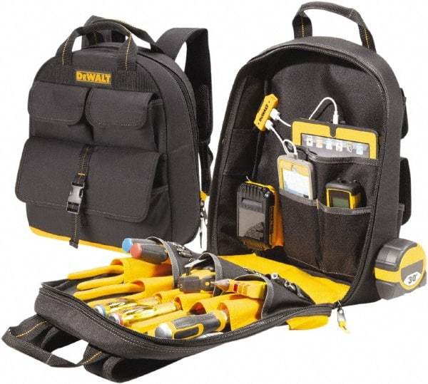 DeWALT - 23 Pocket Backpack Tool Bag - 14-1/2" Wide x 6" Deep x 19-3/4" High - Strong Tooling