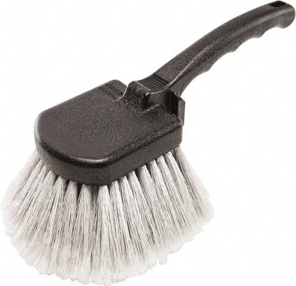 Harper Brush - 2-1/4" Bristle Length, Flagged Plastic Utility Scrub Brush - 3-1/2" x 3-1/2" Long x 3" Wide Head, 10" OAL, Easy Grip Handle, Black, Polypropylene Block, Flagged - Strong Tooling