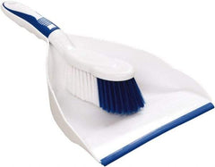 Harper Brush - 8" Wide x 7" Deep x 4" High Handheld Dustpan with Brush - Plastic Body, 5" Handle, White - Strong Tooling