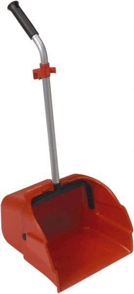 Harper Brush - 14" Wide x 13" Deep x 32" High Handheld Dustpan - Plastic Body, 25" Aluminum Handle, Red - Strong Tooling