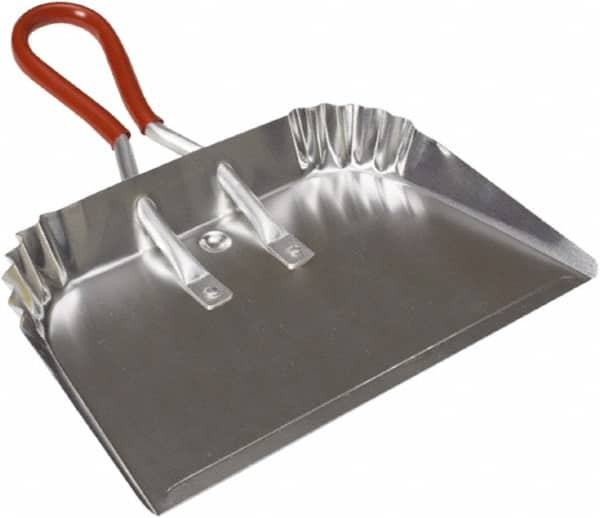 Harper Brush - 17" Wide x 10" Deep x 4" High Handheld Dustpan - Aluminum Body, 9" Aluminum Handle, Silver - Strong Tooling