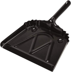 Harper Brush - 12" Wide x 7" Deep x 4" High Handheld Dustpan - Metal Body, 6" Handle, Black - Strong Tooling