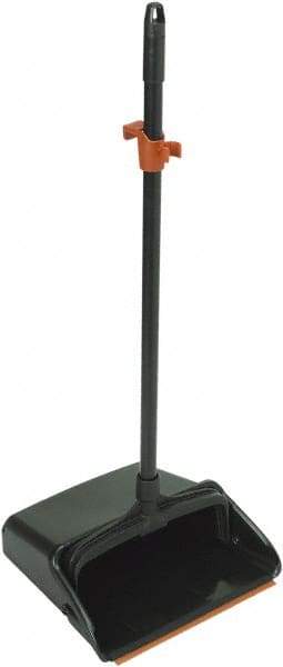 Harper Brush - 12" Wide x 12" Deep x 36" High Upright Dustpan - Plastic Body, 28" Aluminum Handle, Black - Strong Tooling