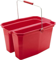 Harper Brush - 19 Qt Plastic Double Pail - 18" Long, Red, Metal Handle - Strong Tooling