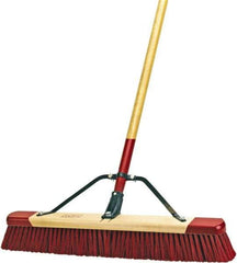 Harper Brush - 24" Rough Surface Synthetic Push Broom - 3" Bristle Length, Wood Block, Bolt-On Handle Connection, Handle Included - Strong Tooling