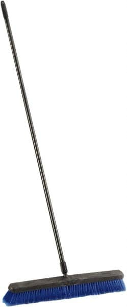 Harper Brush - 24" Medium Duty Synthetic Push Broom - 3" Bristle Length, Plastic Block, Threaded Handle Connection, Handle Included - Strong Tooling