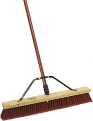 Harper Brush - 24" Medium Duty Synthetic Push Broom - 3" Bristle Length, Wood Block, Threaded Handle Connection, Handle Sold Separately - Strong Tooling