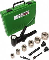 Greenlee - 19 Piece, .885 to 2.416" Punch Hole Diam, Hydraulic Knockout Set - Round Punch, 10 Gage Steel - Strong Tooling