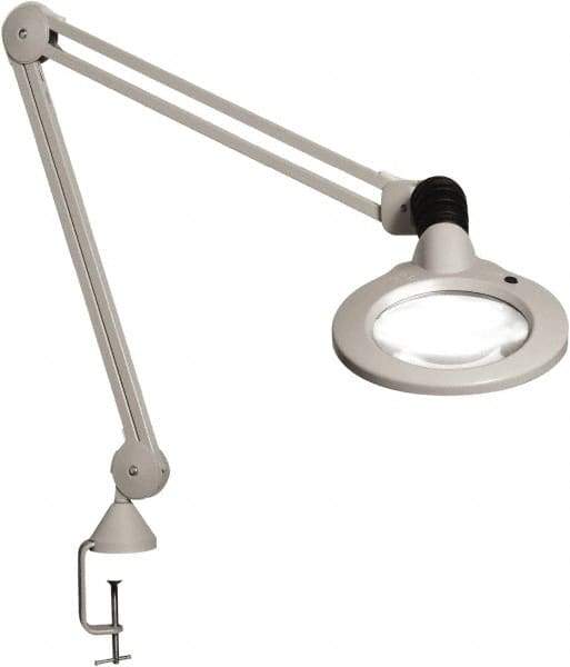 Vision Engineering - 45" Arm, Spring Suspension, Clamp Mount, LED, Light Gray, Magnifying Task Light - 9 Watts, 120 Volts, 2.25x Magnification - Strong Tooling