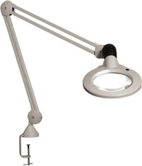 Vision Engineering - 30" Arm, Spring Suspension, Clamp Mount, LED, Light Gray, Magnifying Task Light - 9 Watts, 120 Volts, 2.25x Magnification - Strong Tooling