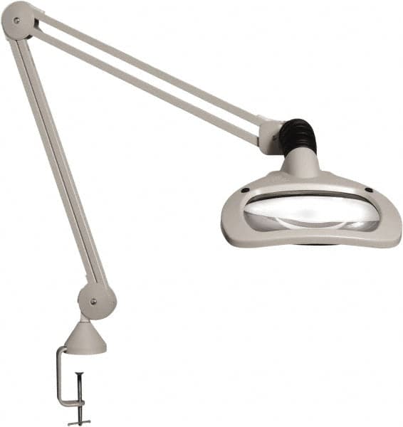 Vision Engineering - 30" Arm, Spring Suspension, Clamp Mount, LED, Light Gray, Magnifying Task Light - 6 Watts, 120 Volts, 1.88x Magnification - Strong Tooling