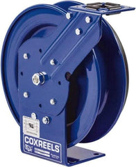 CoxReels - 10 AWG, 50' Cable Length, Cord & Cable Reel without Cable - 0 Outlets, 35 Amps, 115 Volts, SO Cable, Blue Reel, Spring Driven Reel - Strong Tooling