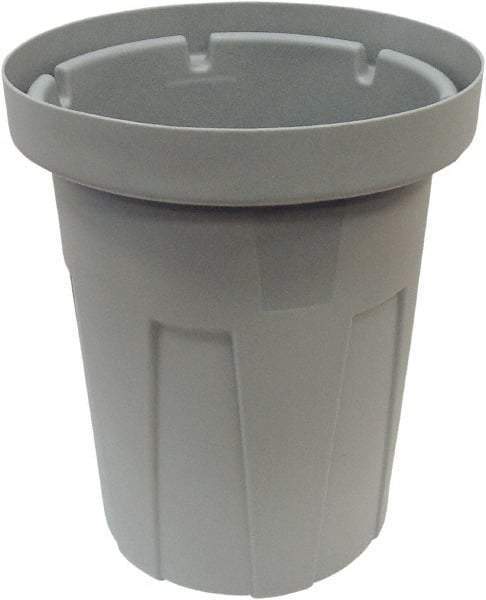 Made in USA - 40 Gal Gray Round Trash Can - Polyethylene, None Graphic, Lid Not Included - Strong Tooling