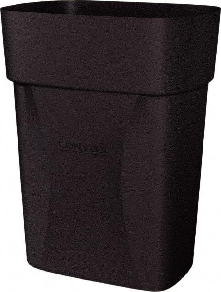 Made in USA - 14 Qt Black Rectangle Trash Can - Polyethylene, None Graphic, Lid Not Included - Strong Tooling