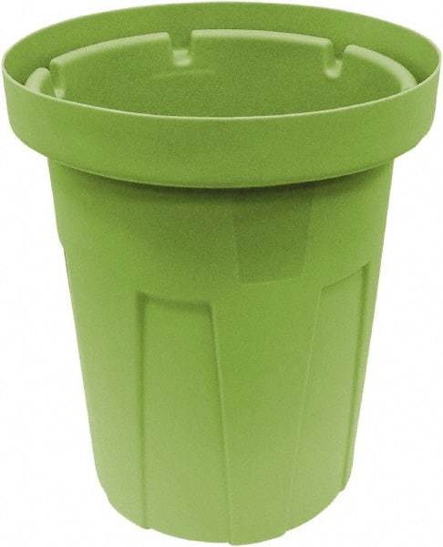 Made in USA - 25 Gal Green Round Trash Can - Polyethylene, None Graphic, Lid Not Included - Strong Tooling