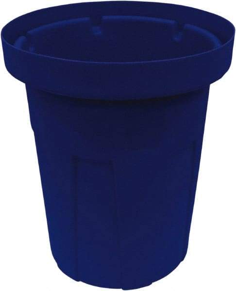 Made in USA - 40 Gal Blue Round Trash Can - Polyethylene, None Graphic, Lid Not Included - Strong Tooling