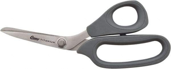 Clauss - 2-1/2" LOC, 8" OAL Stainless Steel High Leverage Scissors - Ambidextrous, Full Serrated, Glass-Filled Nylon Bent Handle, For Cutting, Kevlar - Strong Tooling