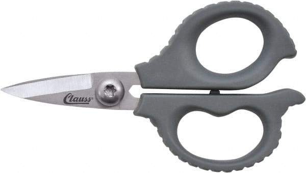 Clauss - 1/2" LOC, 6" OAL Stainless Steel High Leverage Scissors - Ambidextrous, Full Serrated, Glass-Filled Nylon Straight Handle, For Cutting, Kevlar - Strong Tooling