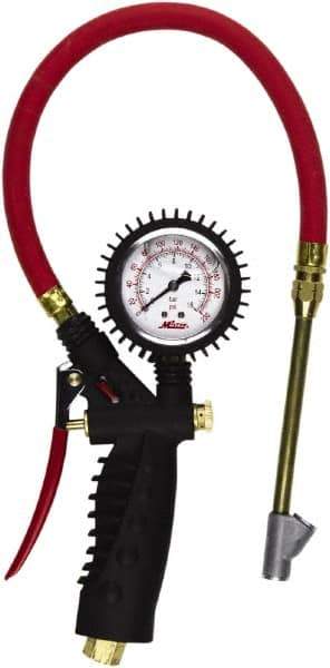 Milton - 0 to 230 psi Dial Straight Foot Dual Head Tire Pressure Gauge - 15' Hose Length - Strong Tooling